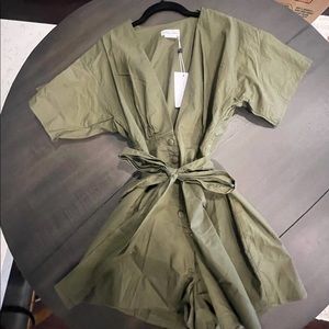 Lovers + Friends Army Green Simon Romper XXS